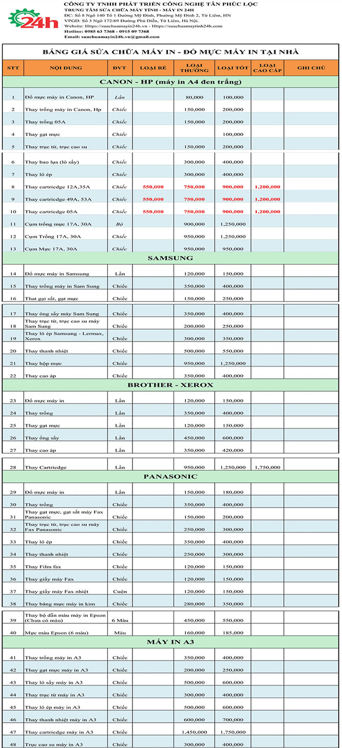 Sửa máy in tại Nam Từ Liêm với thợ giỏi, giá rẻ chỉ từ 80k