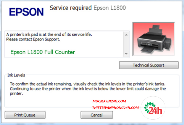 Cách khắc phục máy in epson L1800 tràn bộ nhớ nháy đèn đỏ